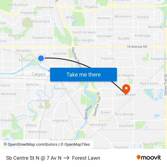 Sb Centre St N @ 7 Av N to Forest Lawn map