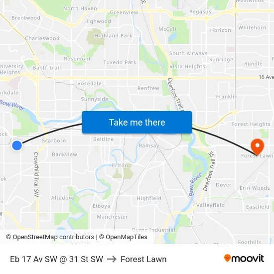 Eb 17 Av SW @ 31 St SW to Forest Lawn map
