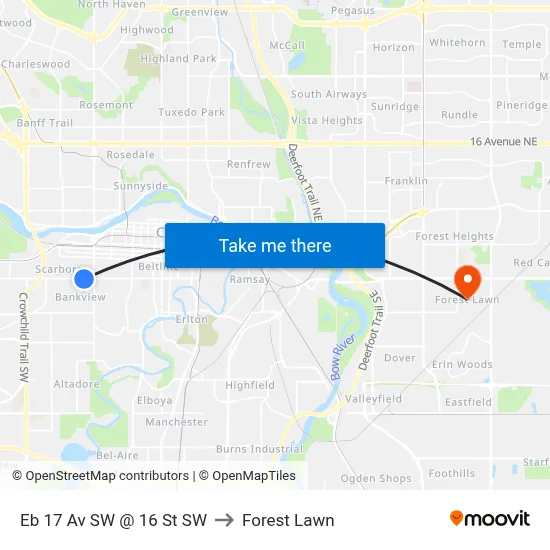 Eb 17 Av SW @ 16 St SW to Forest Lawn map