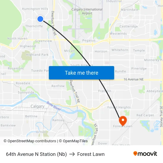 64th Avenue N Station (Nb) to Forest Lawn map