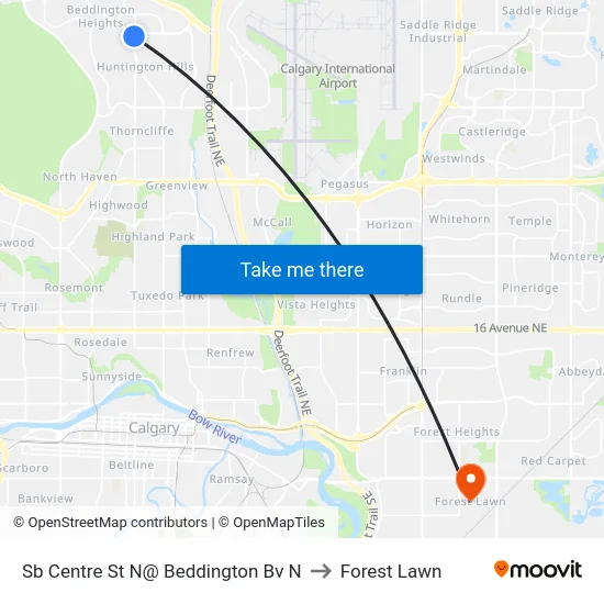 Sb Centre St N@ Beddington Bv N to Forest Lawn map
