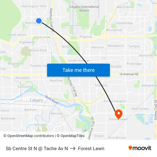Sb Centre St N @ Tache Av N to Forest Lawn map