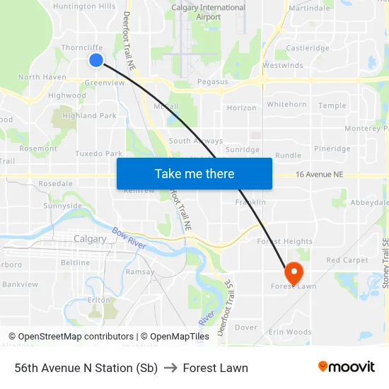 56th Avenue N Station (Sb) to Forest Lawn map