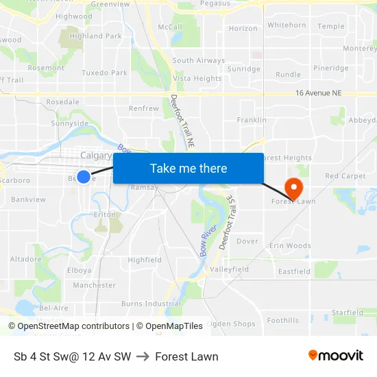 Sb 4 St Sw@ 12 Av SW to Forest Lawn map