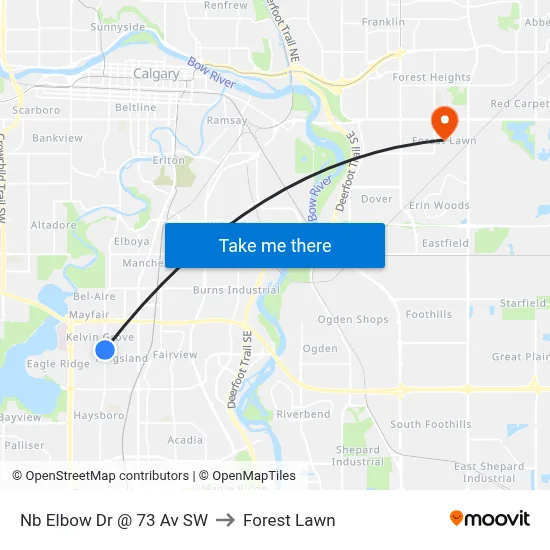 Nb Elbow Dr @ 73 Av SW to Forest Lawn map