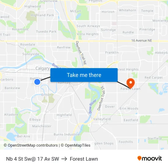 Nb 4 St Sw@ 17 Av SW to Forest Lawn map