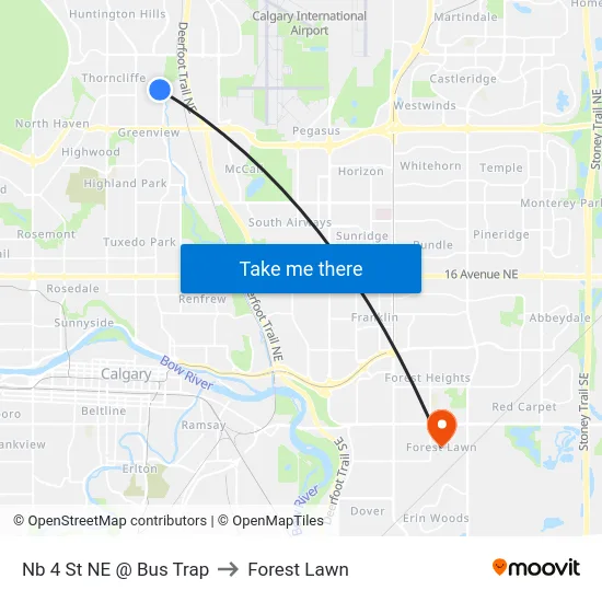 Nb 4 St NE @ Bus Trap to Forest Lawn map