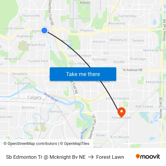 Sb Edmonton Tr @ Mcknight Bv NE to Forest Lawn map