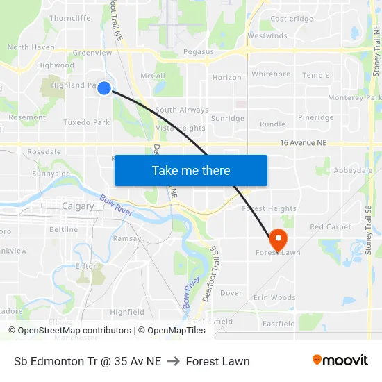 Sb Edmonton Tr @ 35 Av NE to Forest Lawn map