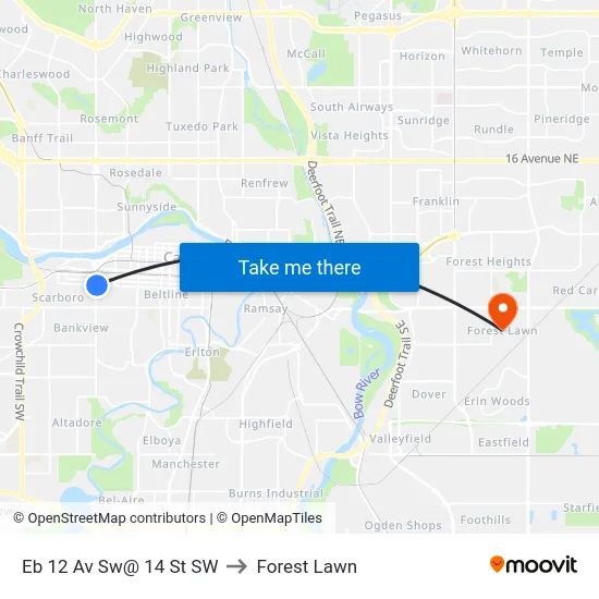 Eb 12 Av Sw@ 14 St SW to Forest Lawn map