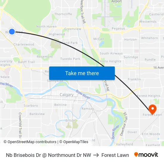 Nb Brisebois Dr @ Northmount Dr NW to Forest Lawn map