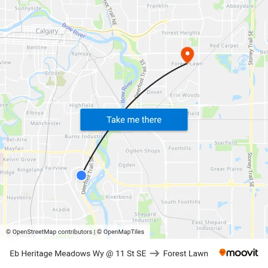 Eb Heritage Meadows Wy @ 11 St SE to Forest Lawn map
