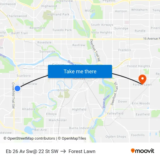 Eb 26 Av Sw@ 22 St SW to Forest Lawn map