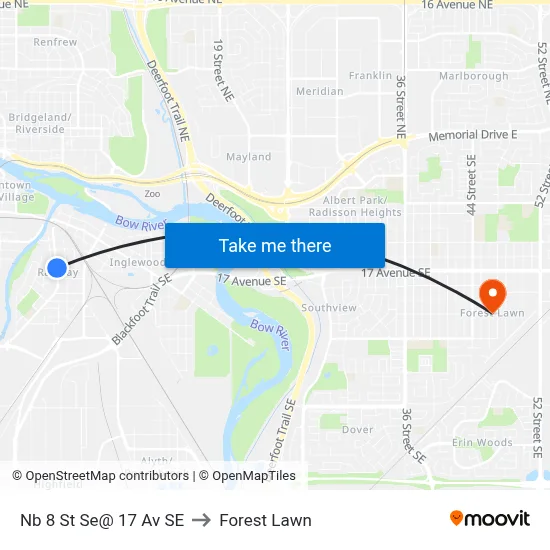 Nb 8 St Se@ 17 Av SE to Forest Lawn map