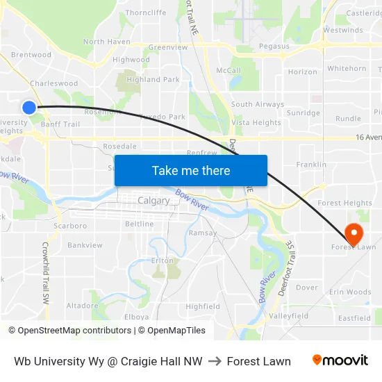 Wb University Wy @ Craigie Hall NW to Forest Lawn map