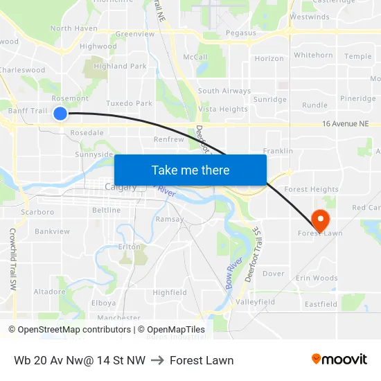 Wb 20 Av Nw@ 14 St NW to Forest Lawn map
