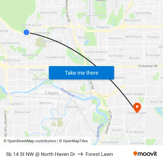 Sb 14 St NW @ North Haven Dr to Forest Lawn map