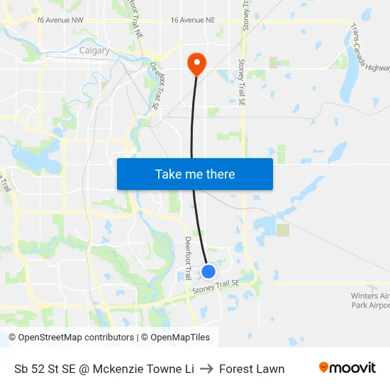 Sb 52 St SE @ Mckenzie Towne Li to Forest Lawn map