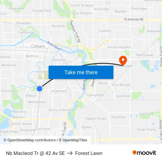 Nb Macleod Tr @ 42 Av SE to Forest Lawn map