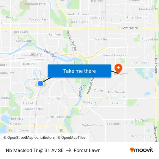Nb Macleod Tr @ 31 Av SE to Forest Lawn map