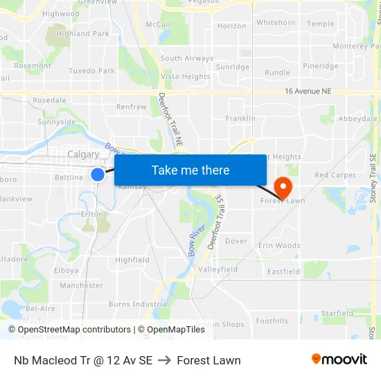 Nb Macleod Tr @ 12 Av SE to Forest Lawn map
