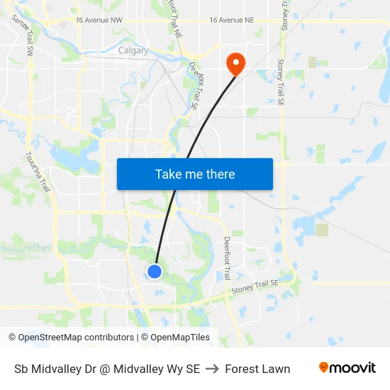 Sb Midvalley Dr @ Midvalley Wy SE to Forest Lawn map