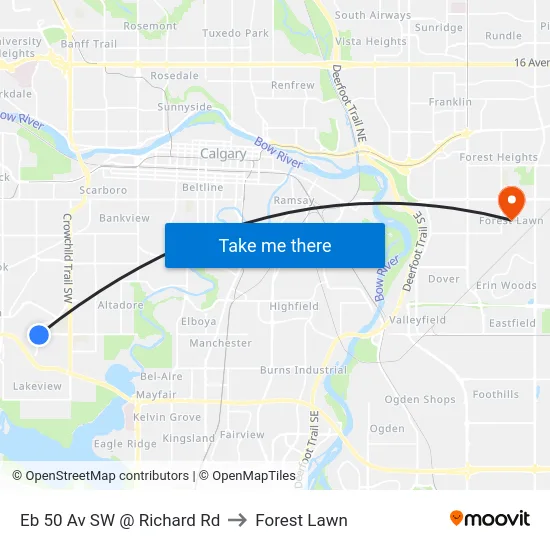 Eb 50 Av SW @ Richard Rd to Forest Lawn map
