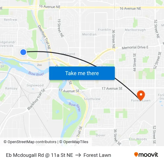 Eb Mcdougall Rd @ 11a St NE to Forest Lawn map