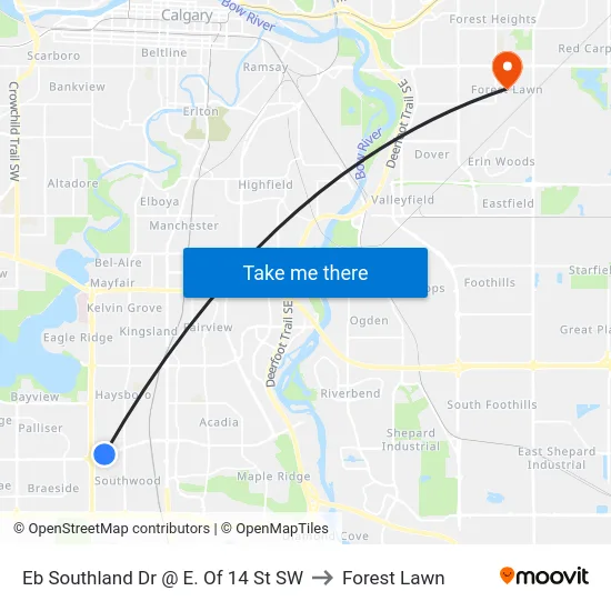 Eb Southland Dr @ E. Of 14 St SW to Forest Lawn map