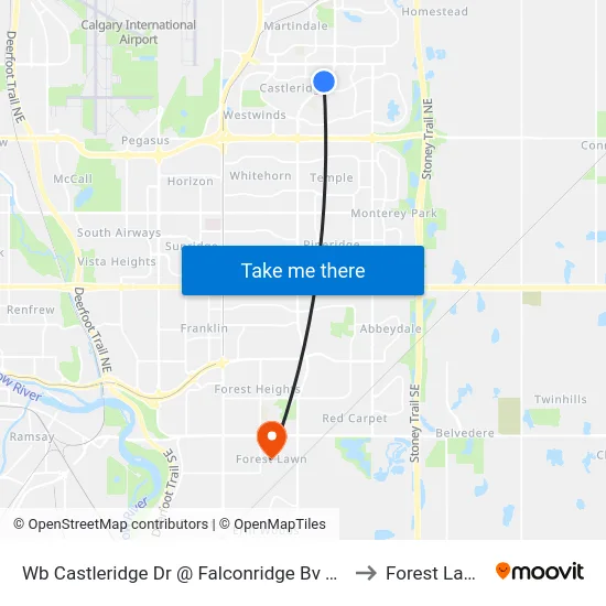 Wb Castleridge Dr @ Falconridge Bv NE to Forest Lawn map