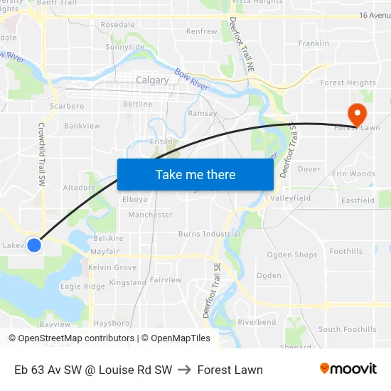 Eb 63 Av SW @ Louise Rd SW to Forest Lawn map