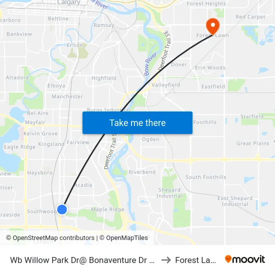 Wb Willow Park Dr@ Bonaventure Dr SE to Forest Lawn map