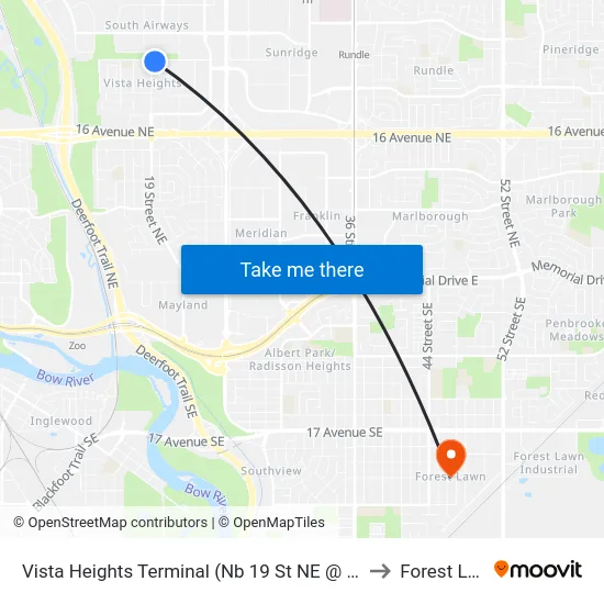 Vista Heights Terminal (Nb 19 St NE @ 24 Av Ne) to Forest Lawn map