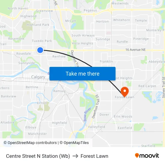 Centre Street N Station (Wb) to Forest Lawn map