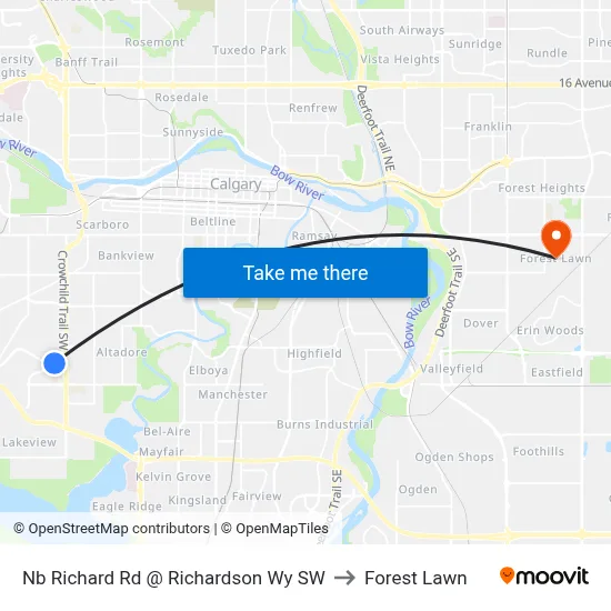 Nb Richard Rd @ Richardson Wy SW to Forest Lawn map