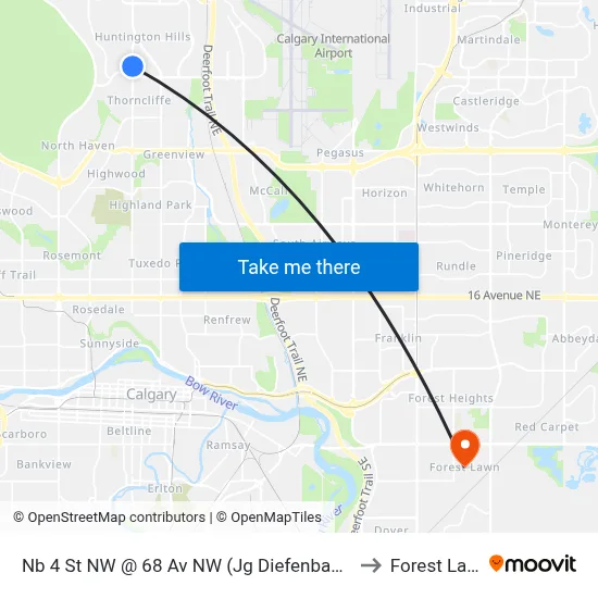 Nb 4 St NW @ 68 Av NW (Jg Diefenbaker Hs) to Forest Lawn map