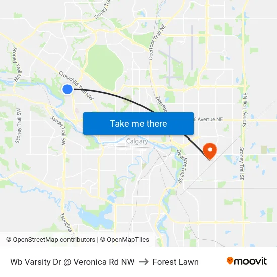 Wb Varsity Dr @ Veronica Rd NW to Forest Lawn map