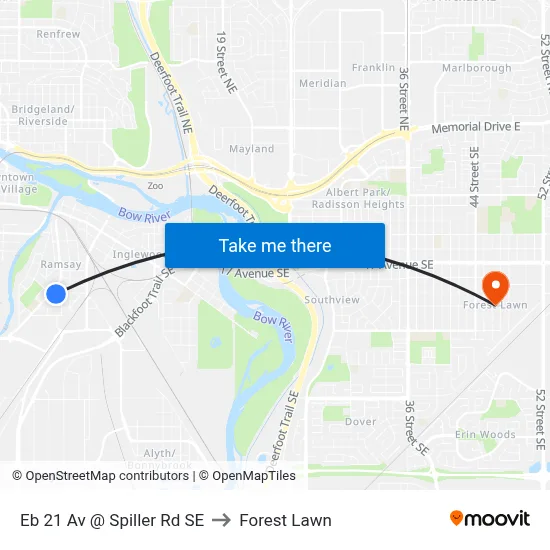 Eb 21 Av @ Spiller Rd SE to Forest Lawn map