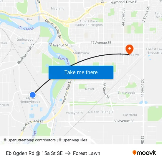 Eb Ogden Rd @ 15a St SE to Forest Lawn map