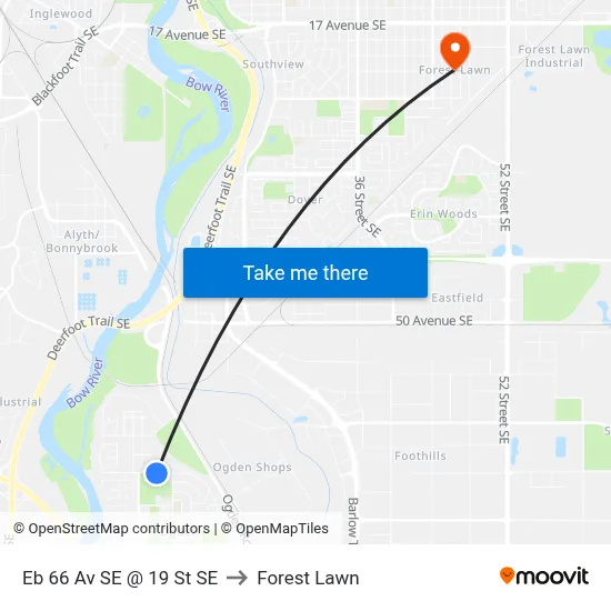 Eb 66 Av SE @ 19 St SE to Forest Lawn map