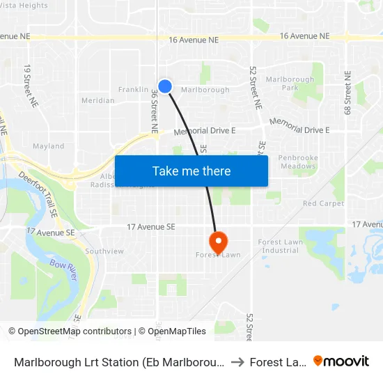 Marlborough Lrt Station (Eb Marlborough Dr) to Forest Lawn map