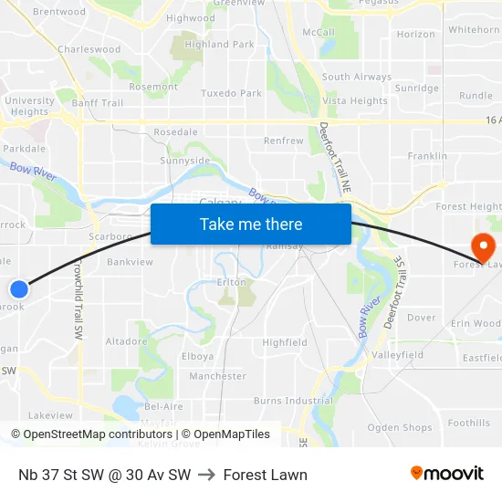 Nb 37 St SW @ 30 Av SW to Forest Lawn map