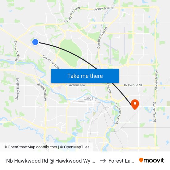 Nb Hawkwood Rd @ Hawkwood Wy NW to Forest Lawn map