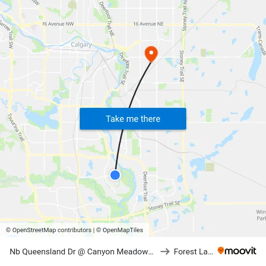 Nb Queensland Dr @ Canyon Meadows Dr SE to Forest Lawn map