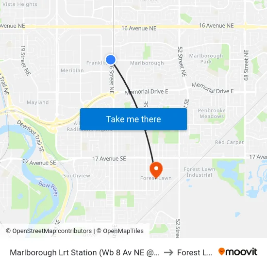 Marlborough Lrt Station (Wb 8 Av NE @ 36 St Ne) to Forest Lawn map