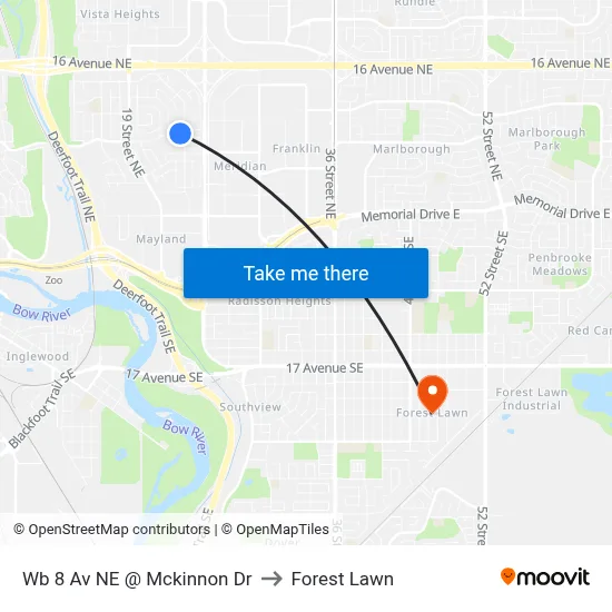 Wb 8 Av NE @ Mckinnon Dr to Forest Lawn map