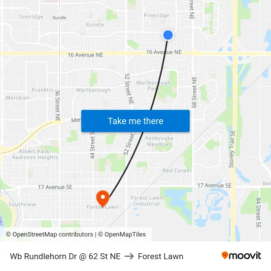 Wb Rundlehorn Dr @ 62 St NE to Forest Lawn map