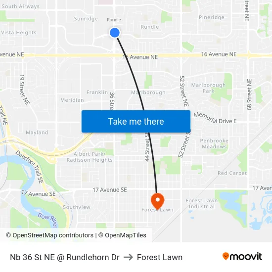 Nb 36 St NE @ Rundlehorn Dr to Forest Lawn map