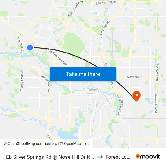Eb Silver Springs Rd @ Nose Hill Dr NW to Forest Lawn map