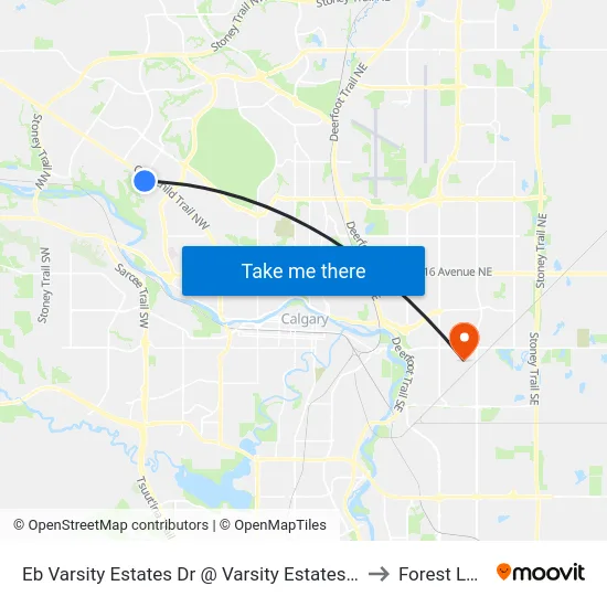 Eb Varsity Estates Dr @ Varsity Estates Rd NW to Forest Lawn map